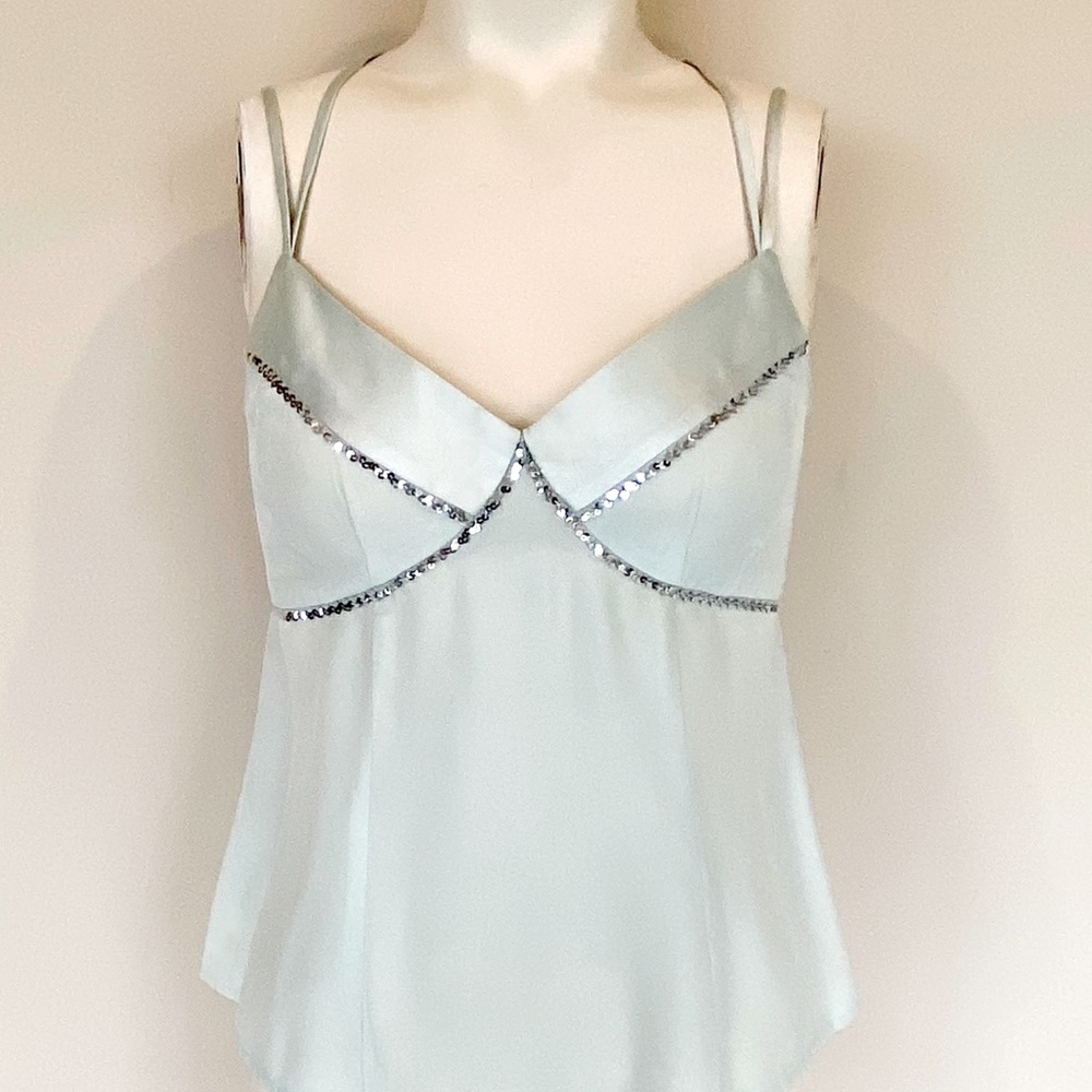 Vintage Nanette Lepore 100% Silk Satin Sequin Evening Top